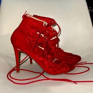Charlotte Russe Red heels with lace & laces
